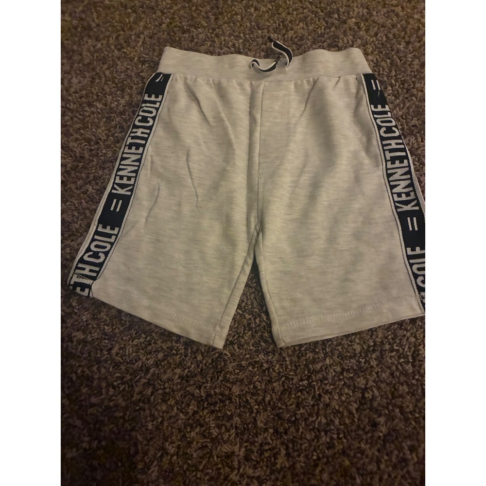 Kenneth Cole Boys Light Gray Heather Logo Tape Sweat Shorts Size 4